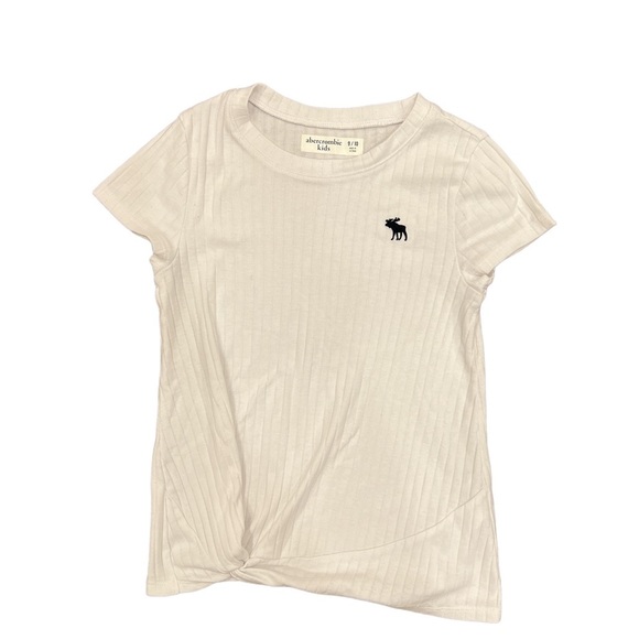 abercrombie kids Other - Abercrombie Kids Girls White Ribbed Tie Front Short Sleeve Tee Size 9/10
